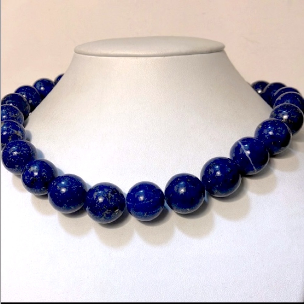 necklace 18.5".  24 beads, 50.8mm 2"  circumference beads. Weighs 14 oz